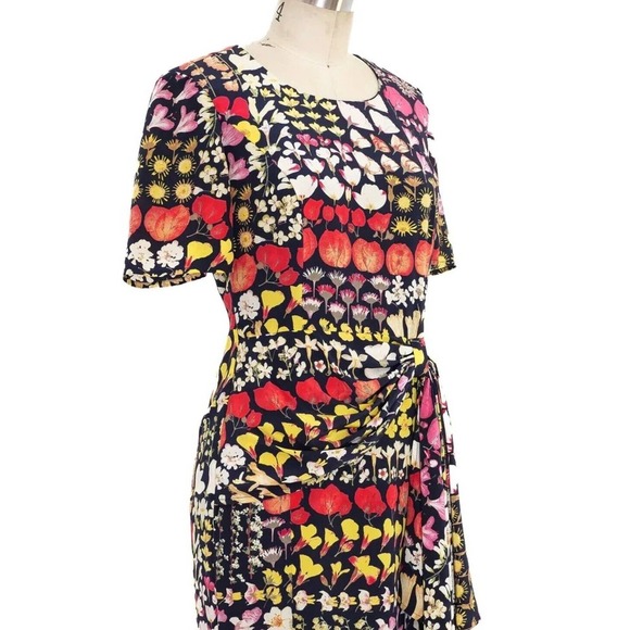 Valentino Miss V Botanical Floral Silk Knee Length Dress Size 8 Vintage - Picture 2 of 12